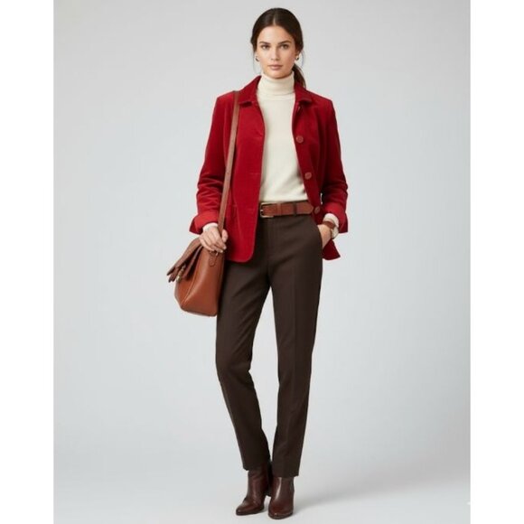 Talbots Long Sleeve Collar Button Front Corduroy Jacket Red Women's Size 16P - Picture 1 of 10
